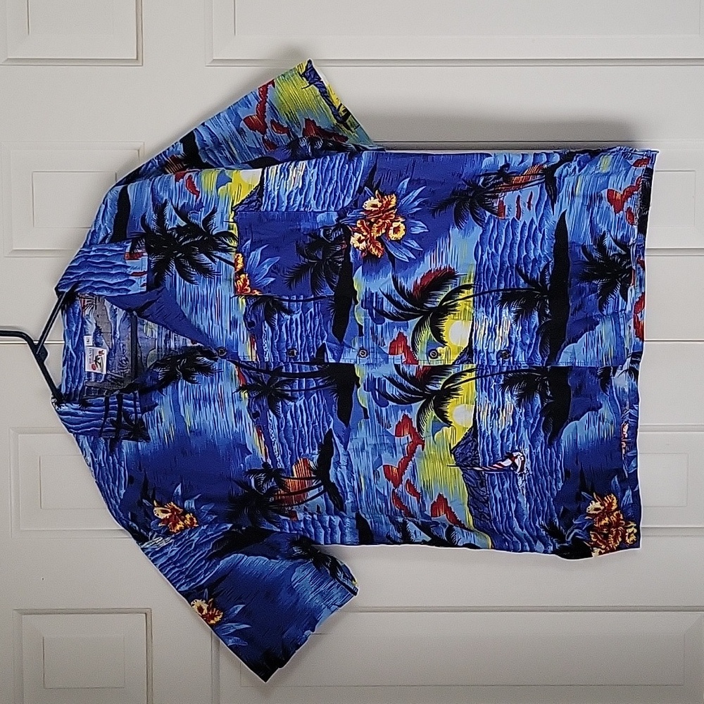 Island Expressions men's Hawaiian print button down short sleeve shirt s…